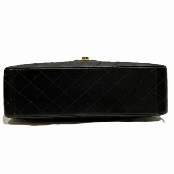 Authentic CHANEL Jumbo Maxi XL 24K Gold Flap Bag Lambskin Chain Shoulder Black - Picture 6 of 11